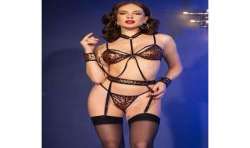 CHILIROSE CR 4838 WILDCAT SET ESPOSAS SUJETADOR MEDIAS TANGA LEOPARDO M