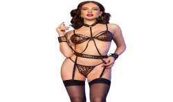 CHILIROSE CR 4838 WILDCAT SET ESPOSAS SUJETADOR MEDIAS TANGA LEOPARDO XL