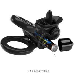 PRETTY LOVE PASSIONATE RING DOBLE ANILLO VIBRADOR ESTIMULADOR CLaTORIS NEGRO