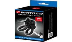 PRETTY LOVE PASSIONATE RING DOBLE ANILLO VIBRADOR ESTIMULADOR CLaTORIS NEGRO