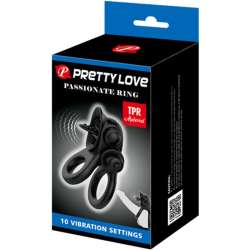 PRETTY LOVE PASSIONATE RING DOBLE ANILLO VIBRADOR ESTIMULADOR CLaTORIS NEGRO