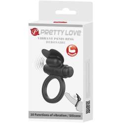 PRETTY LOVE DEBONAIRE ANILLO VIBRADOR CONEJO 10 VIBRACIONES NEGRO