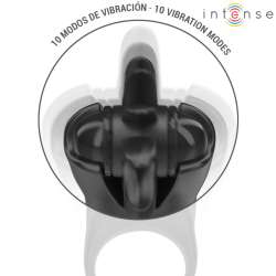 INTENSE MABEL ANILLO VIBRADOR 10 VIBRACIONES CON ESTIMULADOR DE CLaTORIS NEGRO
