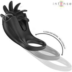 INTENSE MABEL ANILLO VIBRADOR 10 VIBRACIONES CON ESTIMULADOR DE CLaTORIS NEGRO