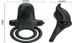 PRETTY LOVE DOBLE ANILLO VIBRADOR ESTIMULADOR CLaTORIS 10 VIBRACIONES NEGRO