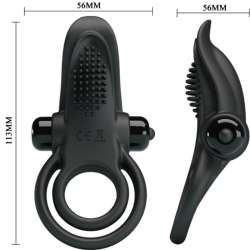 PRETTY LOVE DOBLE ANILLO VIBRADOR ESTIMULADOR CLaTORIS 10 VIBRACIONES NEGRO