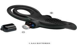 PRETTY LOVE DOBLE ANILLO VIBRADOR ESTIMULADOR CLaTORIS 10 VIBRACIONES NEGRO