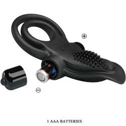 PRETTY LOVE DOBLE ANILLO VIBRADOR ESTIMULADOR CLaTORIS 10 VIBRACIONES NEGRO