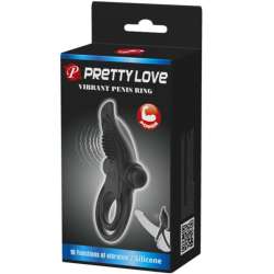 PRETTY LOVE DOBLE ANILLO VIBRADOR ESTIMULADOR CLaTORIS 10 VIBRACIONES NEGRO