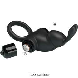 PRETTY LOVE ANILLO VIBRADOR ESTIMULADOR RABBIT CLaTORIS 10 VIBRACIONES NEGRO
