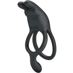 PRETTY LOVE SETH DOBLE ANILLO VIBRADOR RABBIT 7 VIBRACIONES NEGRO