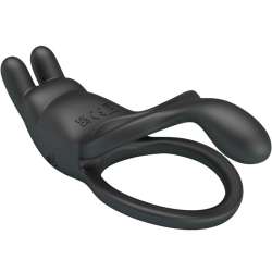PRETTY LOVE SETH DOBLE ANILLO VIBRADOR RABBIT 7 VIBRACIONES NEGRO