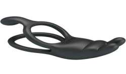 PRETTY LOVE SETH DOBLE ANILLO VIBRADOR RABBIT 7 VIBRACIONES NEGRO
