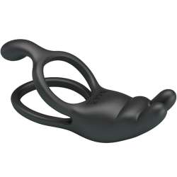 PRETTY LOVE SETH DOBLE ANILLO VIBRADOR RABBIT 7 VIBRACIONES NEGRO
