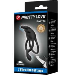 PRETTY LOVE SETH DOBLE ANILLO VIBRADOR RABBIT 7 VIBRACIONES NEGRO