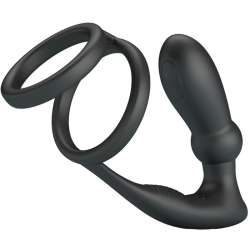PRETTY LOVE EMONI ANILLO PENE PLUG ANAL 12 VIBRACIONES NEGRO