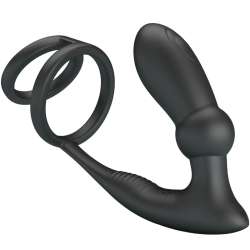 PRETTY LOVE EMONI ANILLO PENE PLUG ANAL 12 VIBRACIONES NEGRO