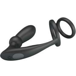 PRETTY LOVE EMONI ANILLO PENE PLUG ANAL 12 VIBRACIONES NEGRO