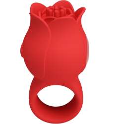 PRETTY LOVE JAE VIBRADOR DE DEDO FORMA DE ROSA 10 VIBRACIONES ROJO