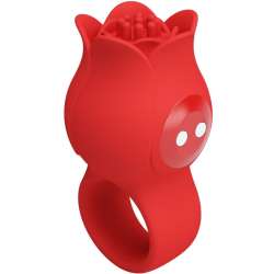PRETTY LOVE JAE VIBRADOR DE DEDO FORMA DE ROSA 10 VIBRACIONES ROJO