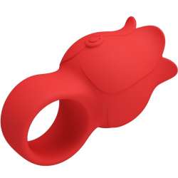 PRETTY LOVE JAE VIBRADOR DE DEDO FORMA DE ROSA 10 VIBRACIONES ROJO