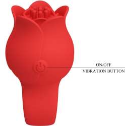 PRETTY LOVE JAE VIBRADOR DE DEDO FORMA DE ROSA 10 VIBRACIONES ROJO