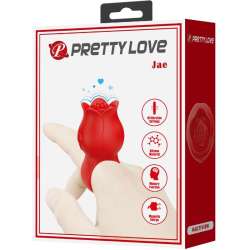 PRETTY LOVE JAE VIBRADOR DE DEDO FORMA DE ROSA 10 VIBRACIONES ROJO