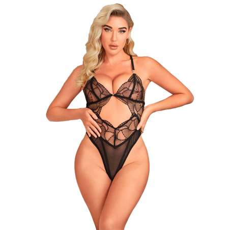 SUBBLIME 955229 BODY TRANSPARENTE CON ENCAJE HUECO NEGRO L XL