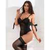 SUBBLIME 955496 BODY DE ENCAJE CON LAZOS Y LIGAS NEGRO S M