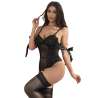 SUBBLIME 955502 BODY DE ENCAJE CON LAZOS Y LIGAS NEGRO L XL