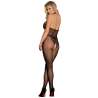 SUBBLIME 951801 BODYSTOCKING CROTCHLESS DE REJILLA Y ENCAJE CON CUELLO ALTO NEGRO TALLA aNICA
