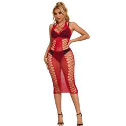 SUBBLIME 952327 VESTIDO DE REJILLA LARGO ROJO TALLA aNICA