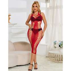 SUBBLIME 952327 VESTIDO DE REJILLA LARGO ROJO TALLA aNICA