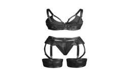 SUBBLIME 955243 SET SUJETADOR CON LIGUERO BONDAGE NEGRO L XL