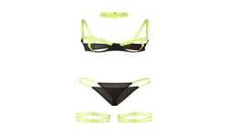SUBBLIME 955274 SET SUJETADOR CON COLLAR Y DETALLES PARA PIERNAS VERDE FLUORESCENTE S M