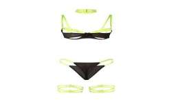 SUBBLIME 955274 SET SUJETADOR CON COLLAR Y DETALLES PARA PIERNAS VERDE FLUORESCENTE S M