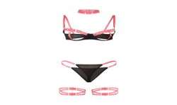 SUBBLIME 955298 SET SUJETADOR CON COLLAR Y DETALLES PARA PIERNAS ROSA FLUORESCENTE S M