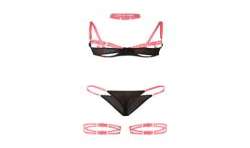 SUBBLIME 955298 SET SUJETADOR CON COLLAR Y DETALLES PARA PIERNAS ROSA FLUORESCENTE S M