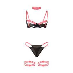 SUBBLIME 955304 SET SUJETADOR CON COLLAR Y DETALLES PARA PIERNAS ROSA FLUORESCENTE L XL