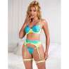 SUBBLIME 955311 SET SUJETADOR CON ENCAJE Y LIGUEROS VERDE Y AZUL S M
