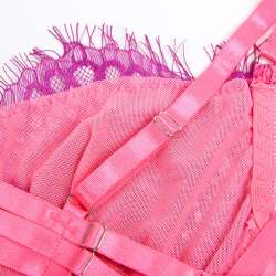 SUBBLIME 955366 SET SUJETADOR CON ENCAJE Y LIGUEROS ROSA Y MORADO L XL