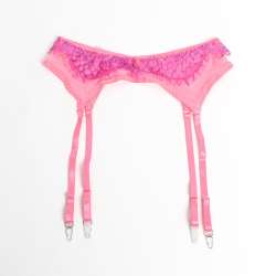 SUBBLIME 955366 SET SUJETADOR CON ENCAJE Y LIGUEROS ROSA Y MORADO L XL