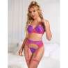 SUBBLIME 955366 SET SUJETADOR CON ENCAJE Y LIGUEROS ROSA Y MORADO L XL