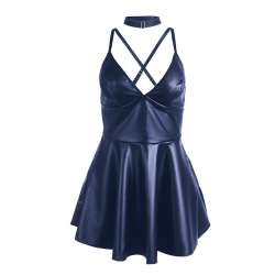 SUBBLIME 955410 VESTIDO CON TIRANTES DE CUERO AZUL S M