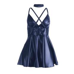 SUBBLIME 955410 VESTIDO CON TIRANTES DE CUERO AZUL S M