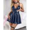 SUBBLIME 955427 VESTIDO CON TIRANTES DE CUERO AZUL L XL