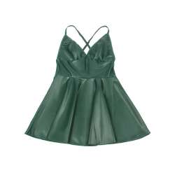 SUBBLIME 955434 VESTIDO CON TIRANTES DE CUERO VERDE S M