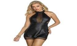 SUBBLIME 955472 VESTIDO CUELLO HALTER CON TRANSPARENCIAS NEGRO S M