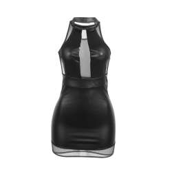 SUBBLIME 955472 VESTIDO CUELLO HALTER CON TRANSPARENCIAS NEGRO S M