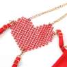 SUBBLIME 955526 CONJUNTO SUJETADOR CON CADENAS Y CORAZaN DE MALLA ROJO L XL
